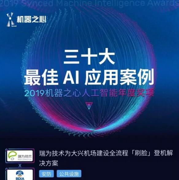 瑞為榮膺機(jī)器之心年度大獎「三十大最佳 AI 應(yīng)用案例」